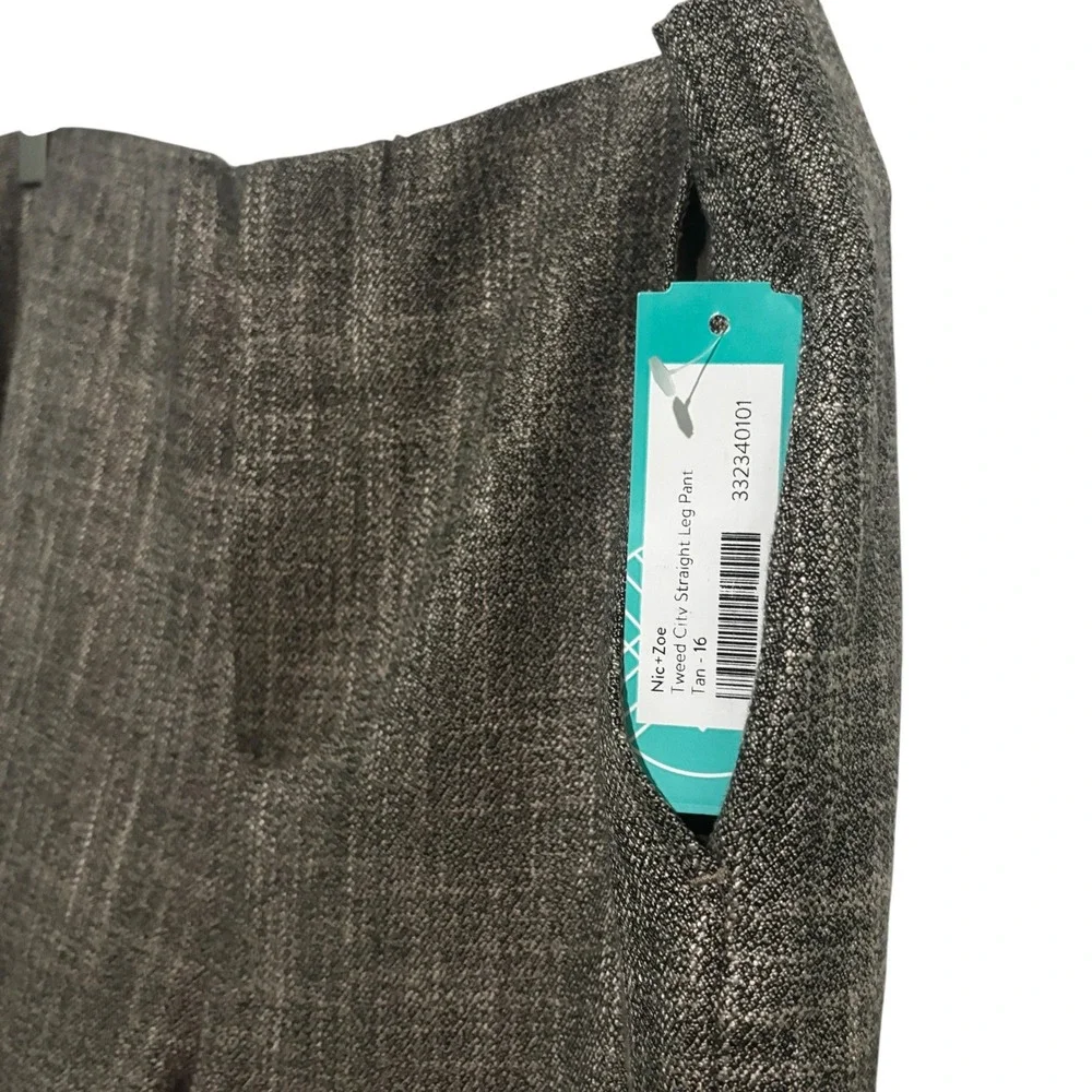 Nic+Zoe Pants 16 Tweed City Straight Leg Womens Neutral Mix Tan Taupe NWT‎